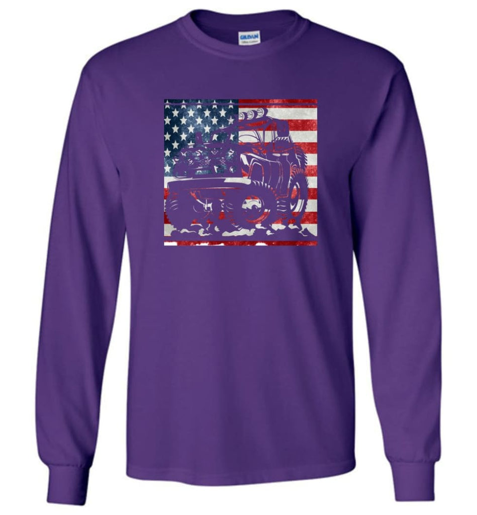 Jeep American Flag Shirt Vintage Jeep Hooded Sweatshirt jeep Christmas Long Sleeve T-Shirt - Purple / M