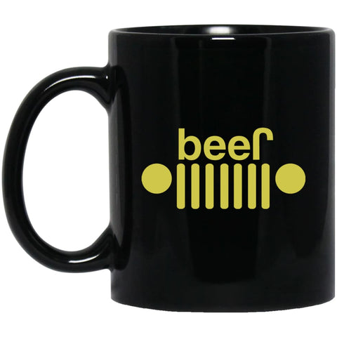 Jeep And Beer Lover 11 oz Black Mug - Black / One Size - Drinkware