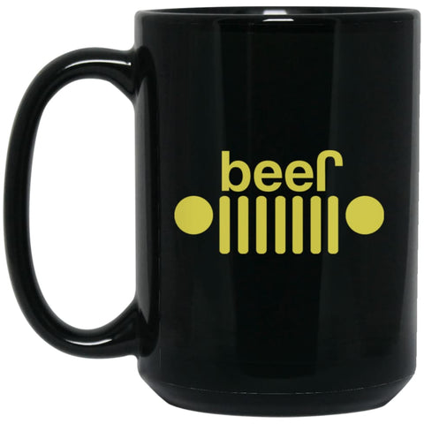Jeep And Beer Lover 15 oz Black Mug - Black / One Size - Drinkware