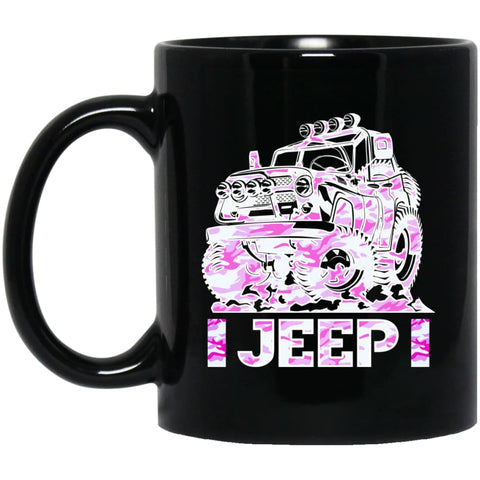 Jeep Girl Pink 11 oz Black Mug - Black / One Size - Drinkware