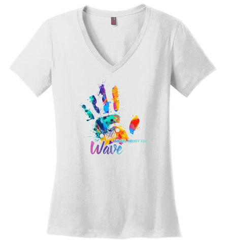 Jeep Hand Wave It’s All About Wave - Ladies V-Neck - White / M - Ladies V-Neck