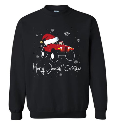 Jeep Shirt Merry Jeepas Jeep Sweatshirt Gift for Jeep Girls or Guys Sweatshirt - Black / M