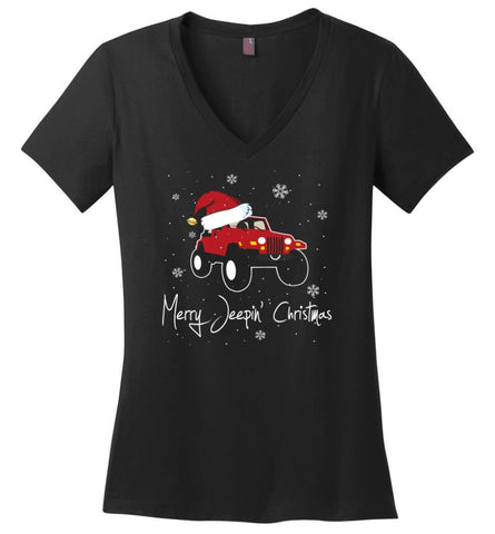 Jeep Shirt Merry Jeepas Jeep Sweatshirt Gift for Jeep Girls or Guys Ladies V-Neck - Black / M