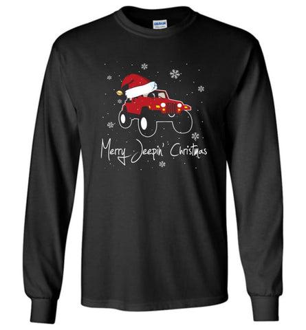 Jeep Shirt Merry Jeepas Jeep Sweatshirt Gift for Jeep Girls or Guys Long Sleeve T-Shirt - Black / M