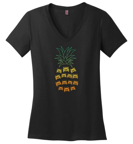 Jeep Sunflower Jeep with a decor Sunflower print - Ladies V-Neck - Black / M - Ladies V-Neck