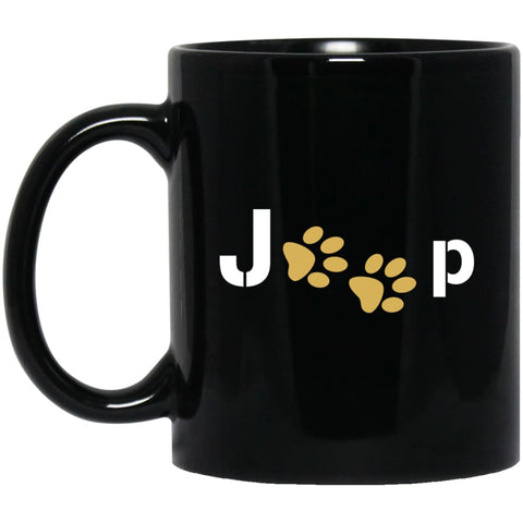 Jeep With Dog Paw 11 oz Black Mug - Black / One Size - Drinkware
