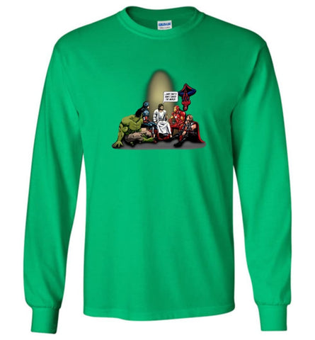 Jesus And Superheroes That’s How I Saved The World Christian Funny T Shirt - Long Sleeve T-Shirt - Irish Green / M