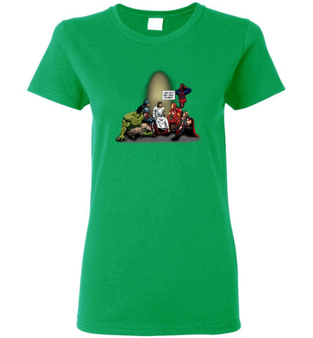 Jesus And Superheroes That’s How I Saved The World Christian Funny T Shirt Women Tee - Irish Green / M