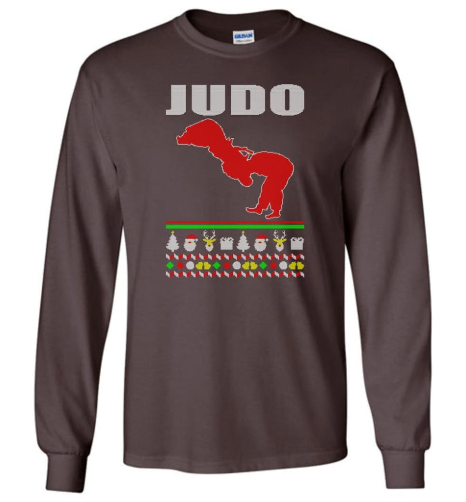 Judo Ugly Christmas Sweater - Long Sleeve T-Shirt - Dark Chocolate / M