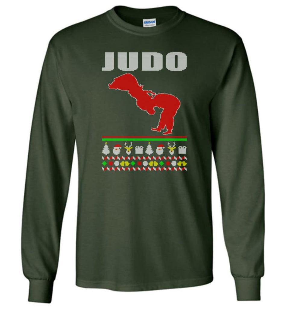 Judo Ugly Christmas Sweater - Long Sleeve T-Shirt - Forest Green / M