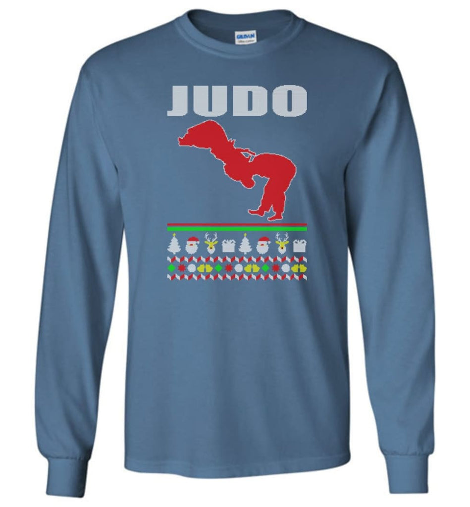 Judo Ugly Christmas Sweater - Long Sleeve T-Shirt - Indigo Blue / M