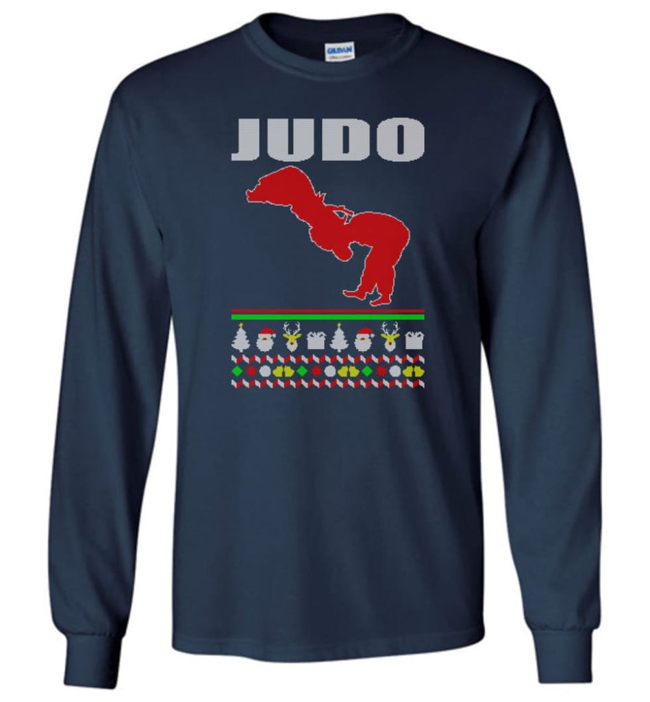 Judo Ugly Christmas Sweater - Long Sleeve T-Shirt - Navy / M