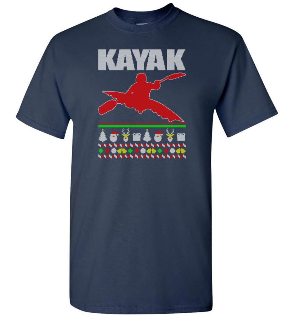 Kayak Ugly Christmas Sweater - Short Sleeve T-Shirt - Navy / S
