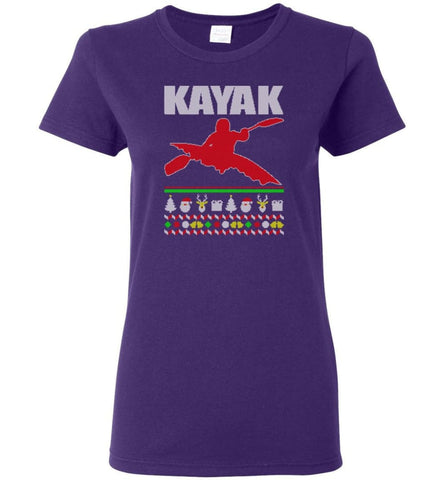 Kayak Ugly Christmas Sweater Women Tee - Purple / M