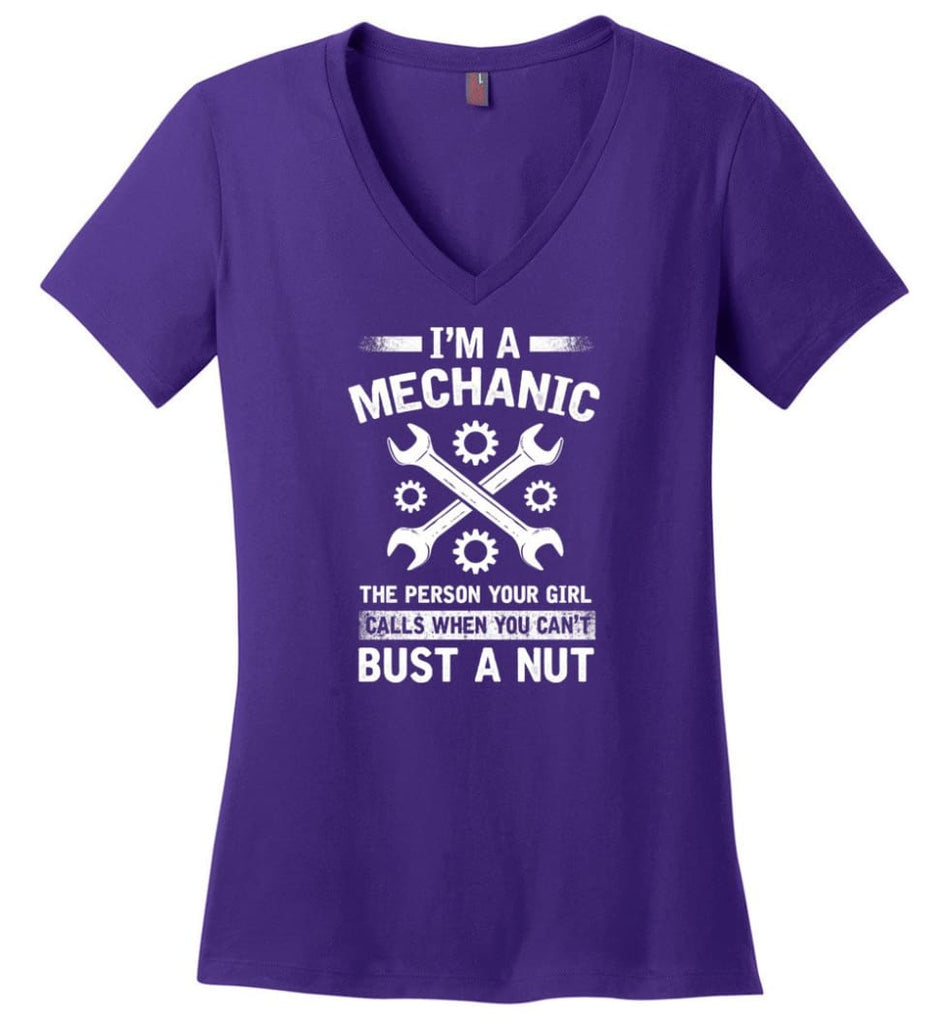 Keep Well Lubricated Sleep With A Mechanic Shirt Ladies V-Neck - Purple / M