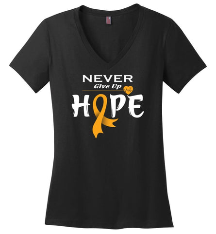 Kidney Cancer Awareness Never Give Up Hope Kidney Cancer Survivor T-Shirt Ladies V-neck - Black / M