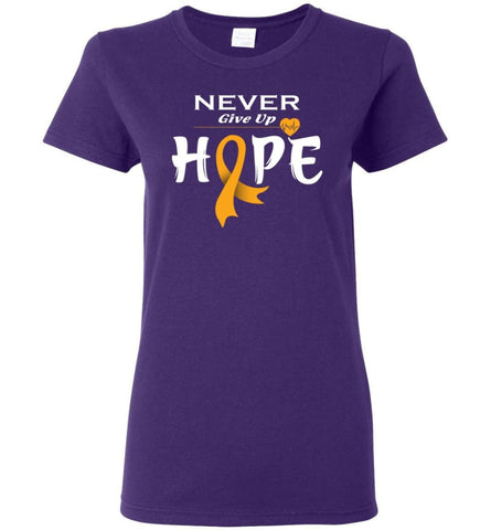 Kidney Cancer Awareness Never Give Up Hope Kidney Cancer Survivor Women T-Shirt - Purple / M