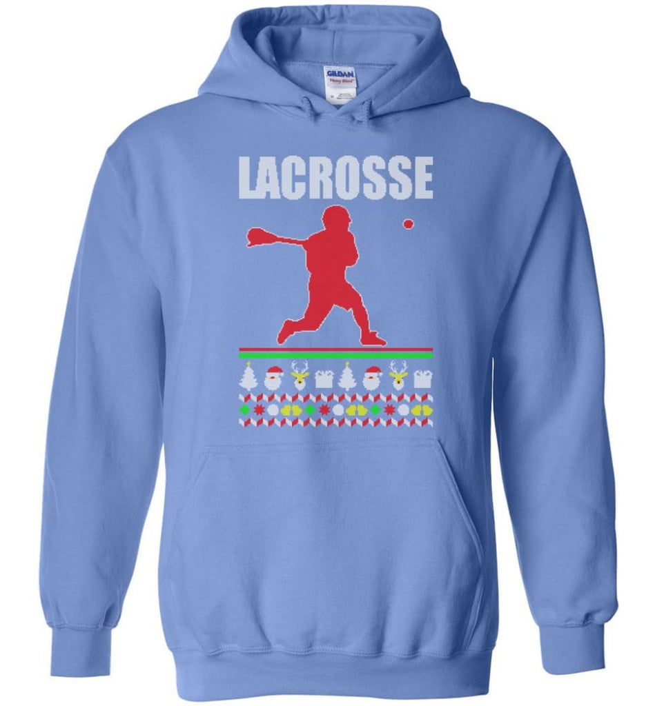 Lacrosse Ugly Christmas Sweater - Hoodie - Carolina Blue / M