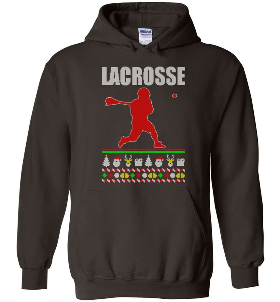 Lacrosse Ugly Christmas Sweater - Hoodie - Dark Chocolate / M
