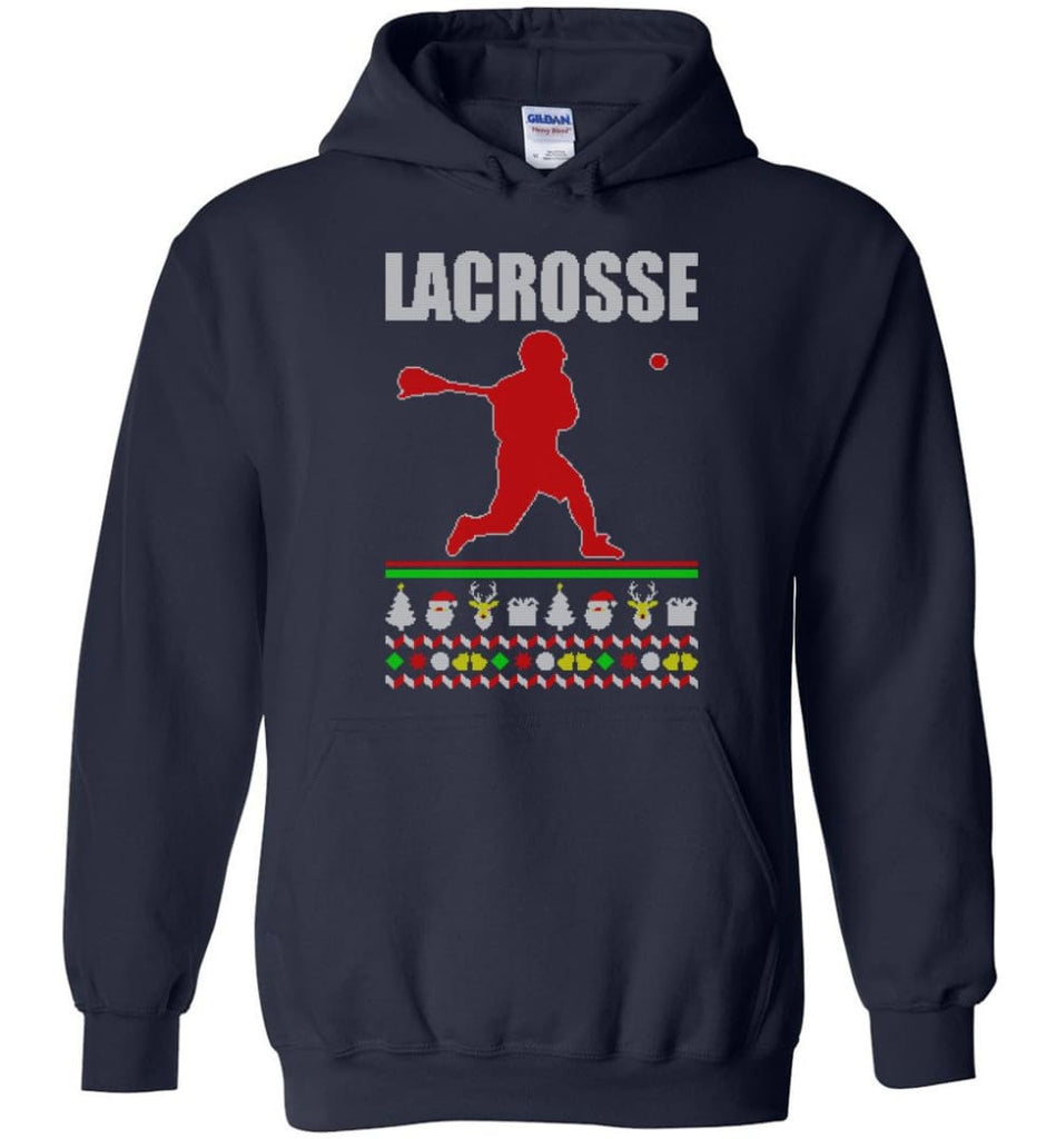 Lacrosse Ugly Christmas Sweater - Hoodie - Navy / M