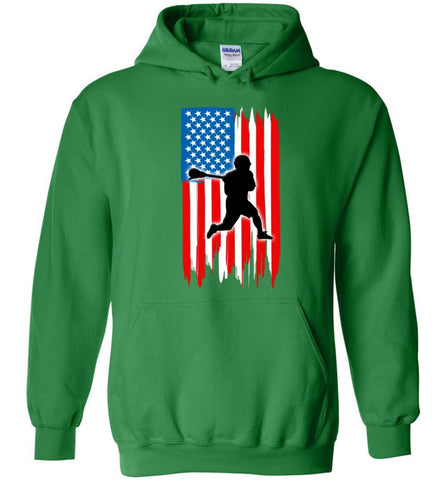 Lacrosse With American Flag Hoodie - Irish Green / M