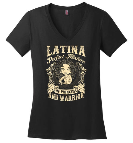 Latina Perfect Mixture Of Princess And Warrior Ladies V-Neck - Black / M