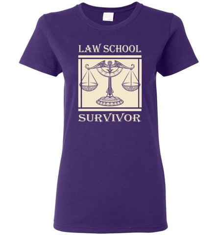 Law School Survivor Shirt Gift Attorney Lawyer Graduation Women Tee - Purple / M