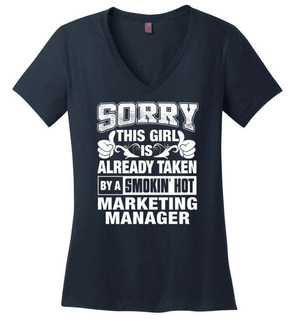 LAWYER Shirt Sorry This Girl Is Already Taken By A Smokin’ Hot Ladies V-Neck - Navy / M - 7