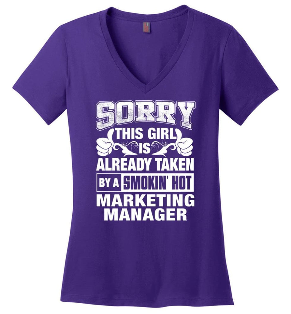 LAWYER Shirt Sorry This Girl Is Already Taken By A Smokin’ Hot Ladies V-Neck - Purple / M - 7