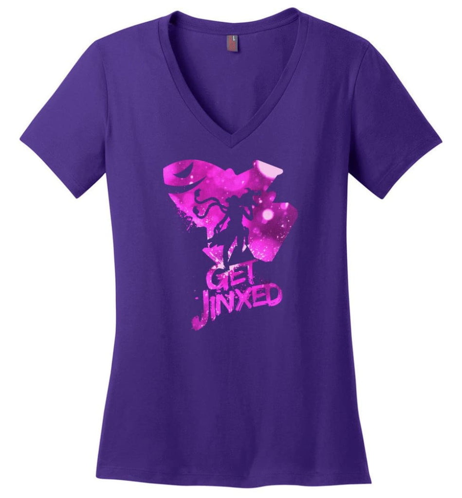 League video game Legends Get Jinxed T shirt for Lol Fans - Ladies V-Neck - Purple / M