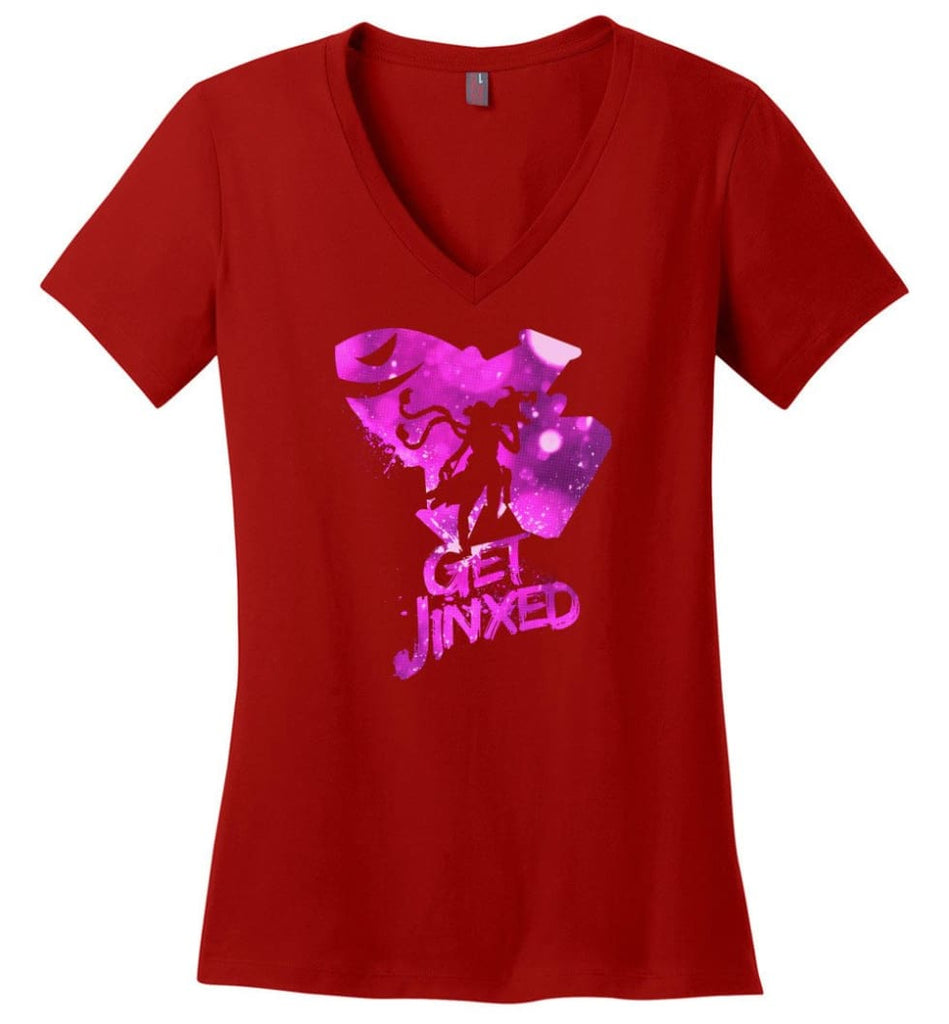 League video game Legends Get Jinxed T shirt for Lol Fans - Ladies V-Neck - Red / M