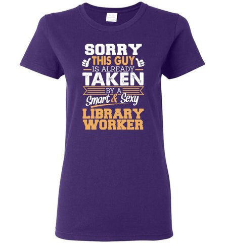 Library Worker Shirt Cool Gift for Boyfriend Husband or Lover Women Tee - Purple / M - 8
