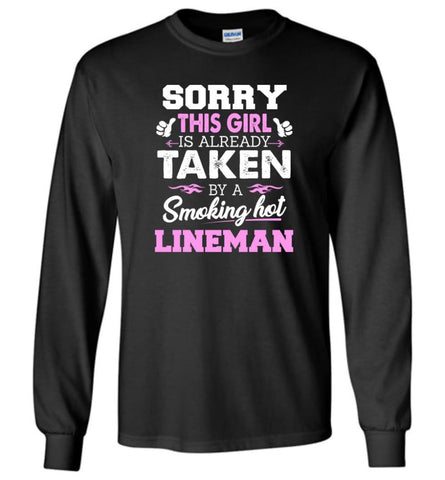 Lineman Shirts For Girlfriends Lineman Shirts For Womens Lineman Wife Hoodies Sweatshirt and Long Sleeve T-Shirt - Black