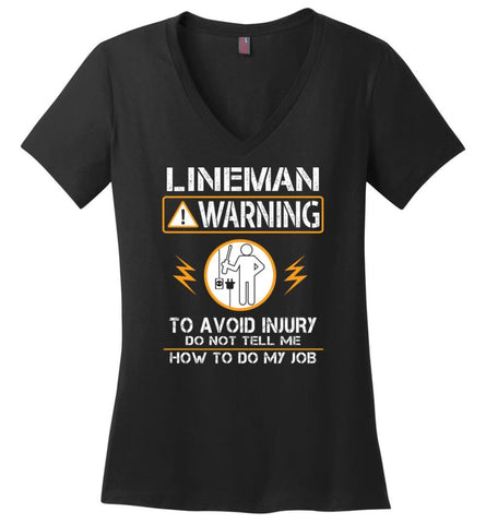 Lineman Warning Hoodie Funny Lineman Shirts Power Lineman Hoodies Sweatshirt And Woman V-Neck - Black / M