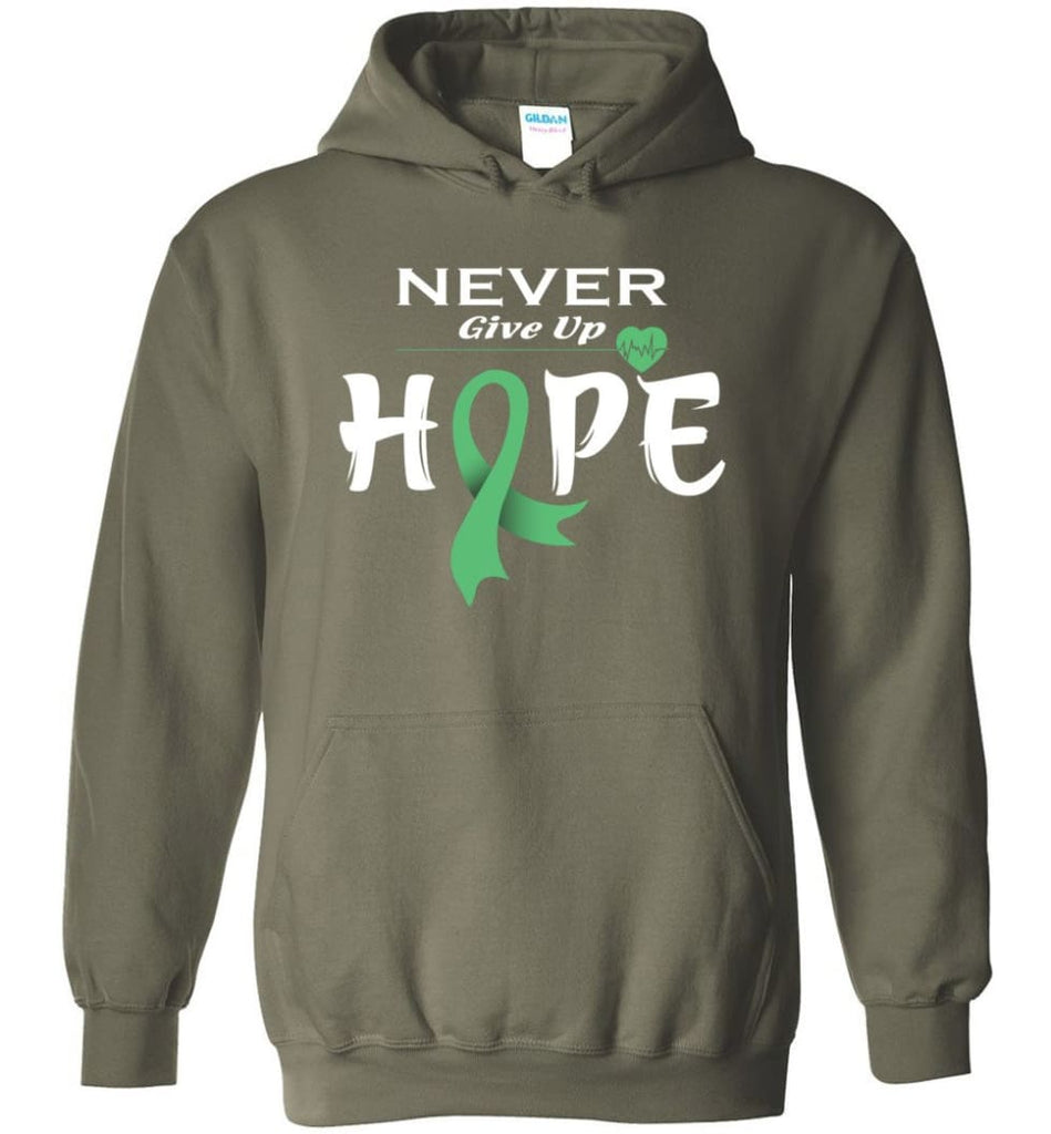 Liver Cancer Awareness Never Give Up Hope Hoodie - Military Green / M