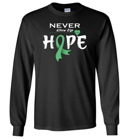 Liver Cancer Awareness Never Give Up Hope Long Sleeve T-Shirt - Black / M