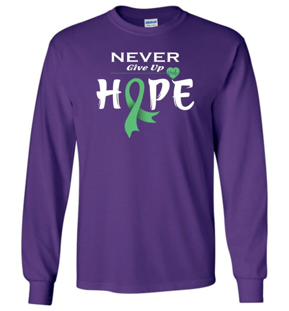 Liver Cancer Awareness Never Give Up Hope Long Sleeve T-Shirt - Purple / M