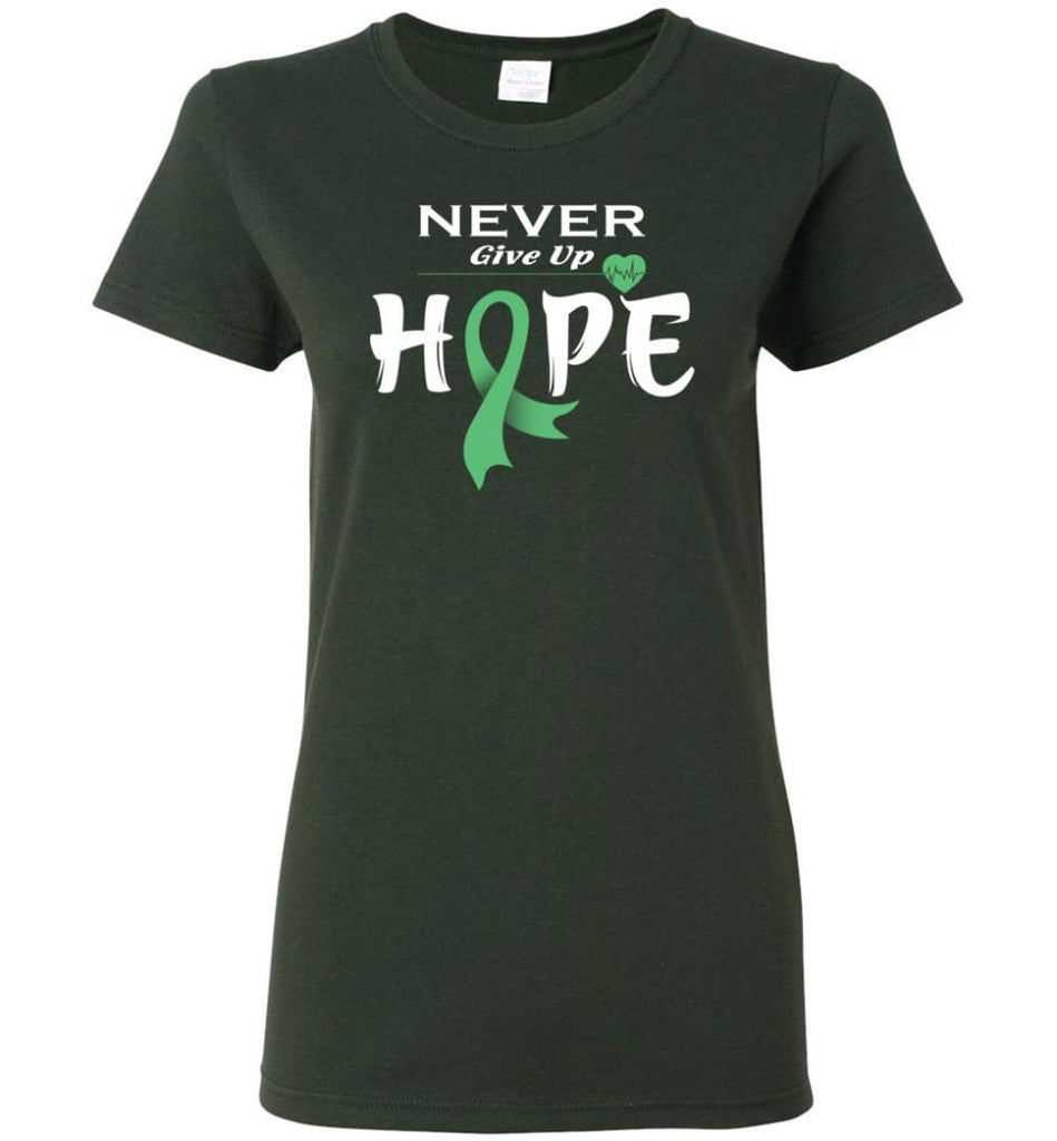 Liver Cancer Awareness Never Give Up Hope Women Tee - Forest Green / M