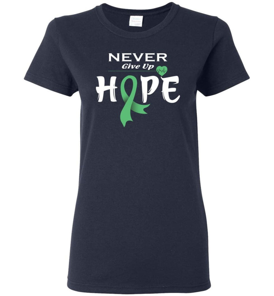 Liver Cancer Awareness Never Give Up Hope Women Tee - Navy / M