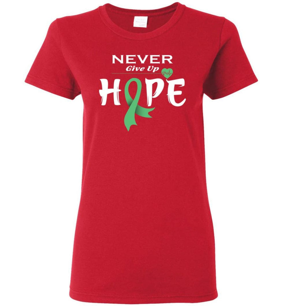 Liver Cancer Awareness Never Give Up Hope Women Tee - Red / M
