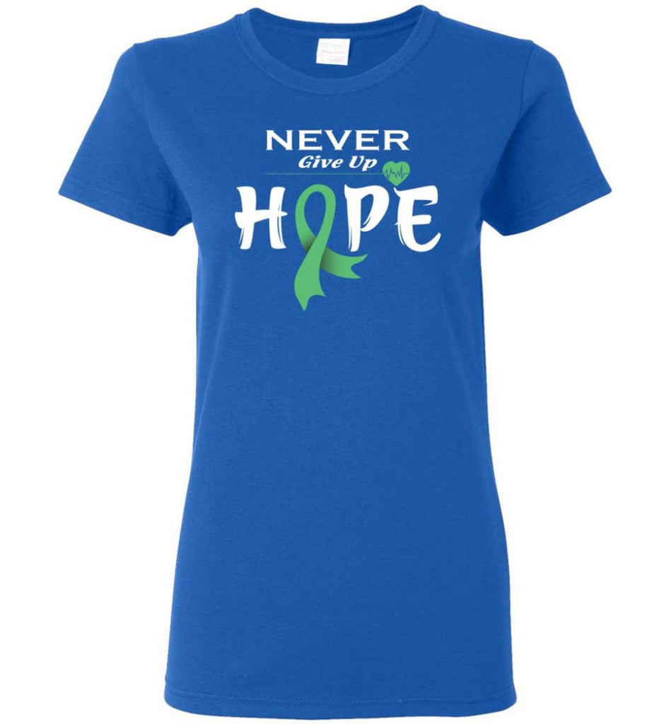 Liver Cancer Awareness Never Give Up Hope Women Tee - Royal / M