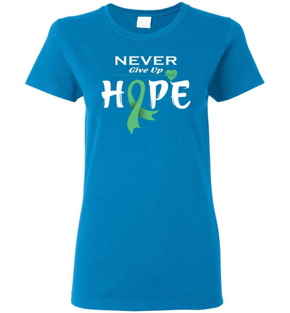 Liver Cancer Awareness Never Give Up Hope Women Tee - Sapphire / M