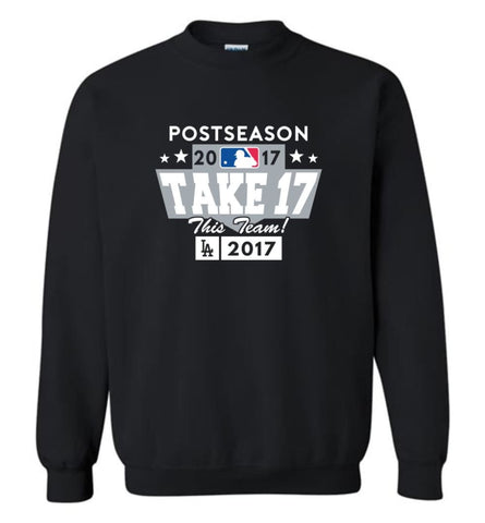 Los Angeles Dodgers Majestic Royal 2017 Postseason Participant Authentic Collection T Shirt Sweatshirt - Black / M