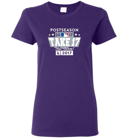 Los Angeles Dodgers Majestic Royal 2017 Postseason Participant Authentic Collection T Shirt Women Tee - Purple / M