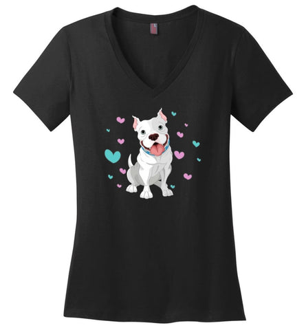 Love Boxer Dogs T Shirt Gift For Boxer Owners Ladies V Neck - Black / M - womens apparel