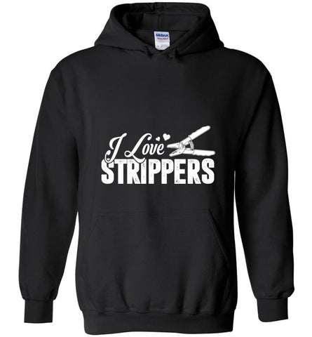 Love Strippers Electrical Lineman Hoodies Transmission Or Underground Lineman T Shirts - Hoodie - Black / M