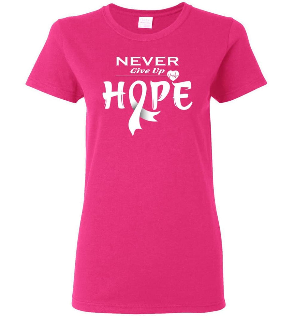 Lung Cancer Awareness Never Give Up Hope Women Tee - Heliconia / S