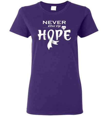 Lung Cancer Awareness Never Give Up Hope Women Tee - Purple / S