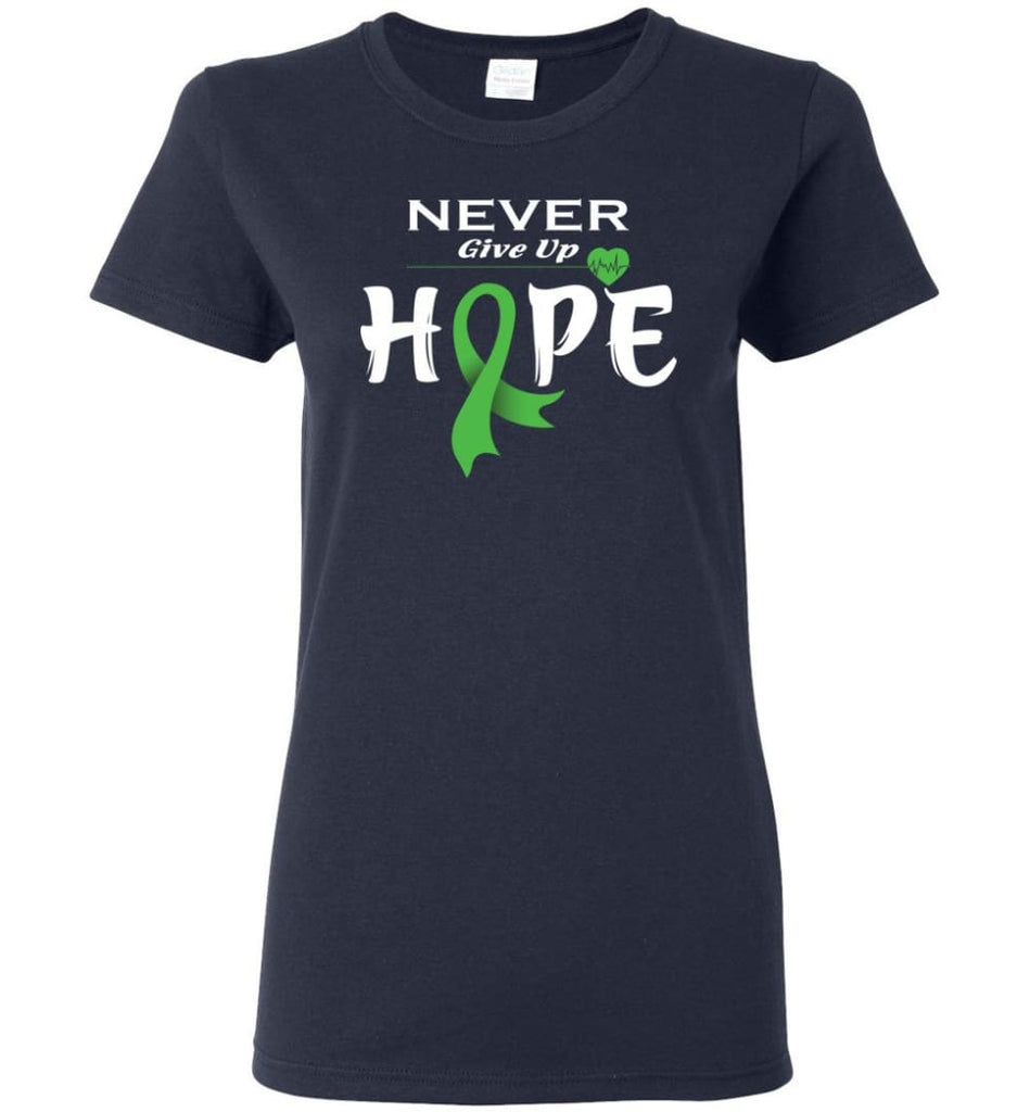 Lymphoma Cancer Awareness Never Give Up Hope Women Tee - Navy / M