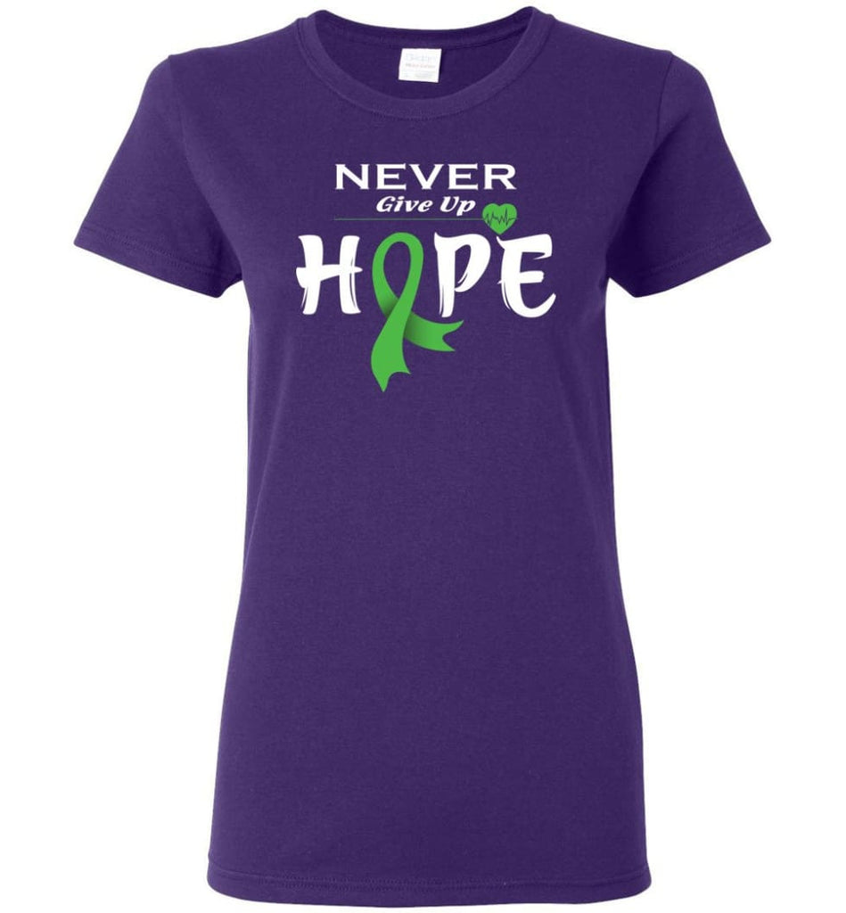 Lymphoma Cancer Awareness Never Give Up Hope Women Tee - Purple / M